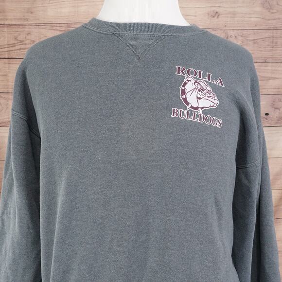 VINTAGE ROLLA BULLDOGS MISSOURI RUSSELL ATHLETIC GREY SWEATSHIRT SIZE L LARGE - Picture 1 of 7